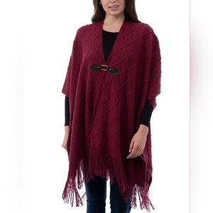NWT Style & Co casual burgundy knit poncho one size